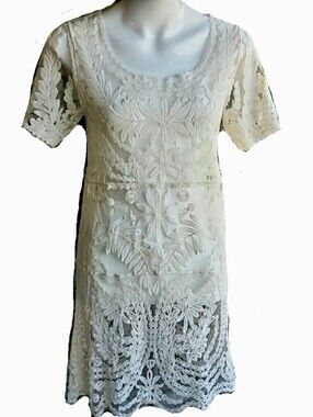 Vera & Lucy  Floral Sheer Lace Boho Rimantic Dress Size Medium